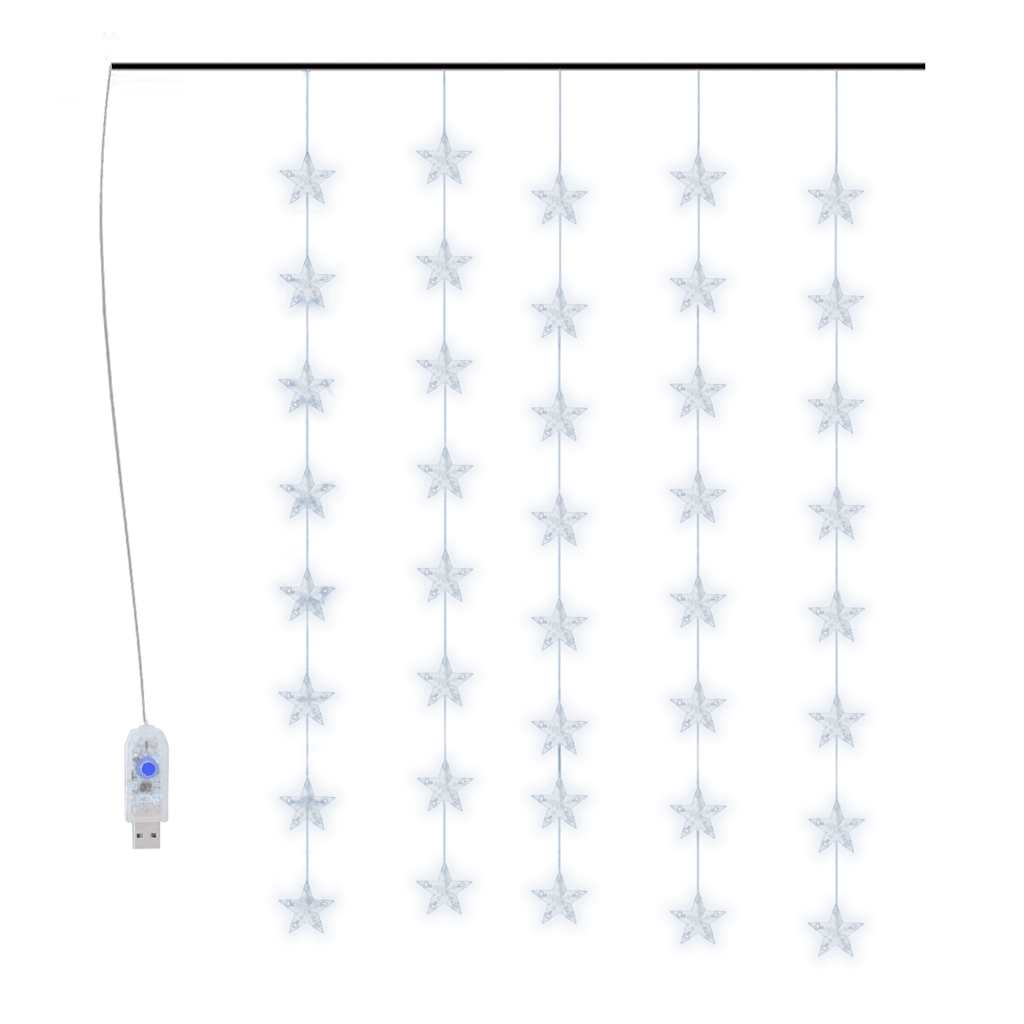 LED Star Curtain Fairy Lights 200 LED Cold White 8 Function